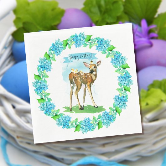 Turquoise Happy Easter Waterverf Herten Servet