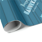 Turquoise Happy Hanukkah Typography Sterren Naam F Cadeaupapier (Rol Hoek)