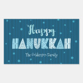 Turquoise Happy Hanukkah Whimsical Fun Typografie Rechthoekige Sticker (Voorkant)