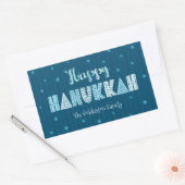 Turquoise Happy Hanukkah Whimsical Fun Typografie Rechthoekige Sticker (Envelop)