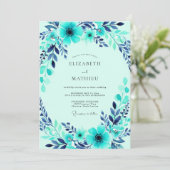 Turquoise Harmonious Winter Wedding Kaart (Staand voorkant)