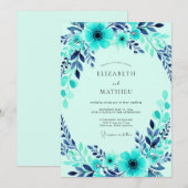 Turquoise Harmonious Winter Wedding Kaart (Voorkant / Achterkant)
