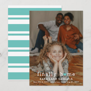 Turquoise Hart Eindelijk Thuis Adoptieaankondiging Aankondiging