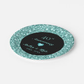 Turquoise hart en diamanten- Jubileum Papieren Bordje (Gekanteld)