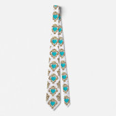 Turquoise Hart En Gouden Draaikolk Stropdas (Voorkant)