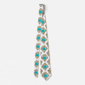 Turquoise Hart En Gouden Draaikolk Stropdas (Achterkant)