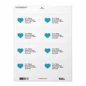 Turquoise hart etiket (Full Sheet)