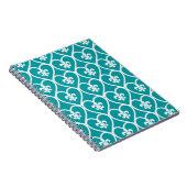 Turquoise Hart Fleur De Lis Notitieboek (Rechterzijde)