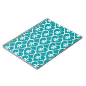 Turquoise Hart Fleur De Lis Notitieboek (Linkerzijde)