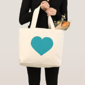 Turquoise hart grote tote bag (Voorkant (product))