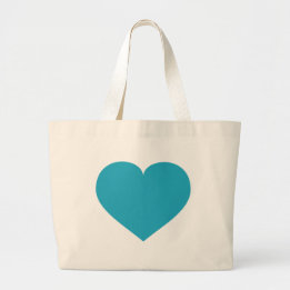 Turquoise hart grote tote bag