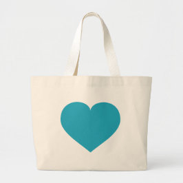 Turquoise hart grote tote bag
