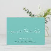Turquoise Hart Lettertype Save the Date (Staand voorkant)