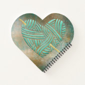 Turquoise Hart op Vintage Decoupage Notitieboek (Achterkant)