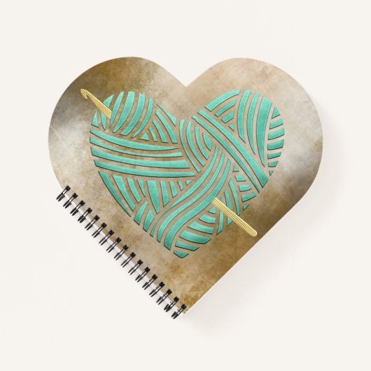 Turquoise Hart op Vintage Decoupage Notitieboek (Voorkant)