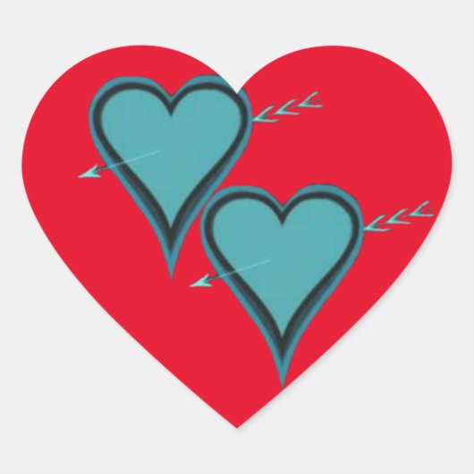 Turquoise Hart & Pijl Hart Sticker (Voorkant)