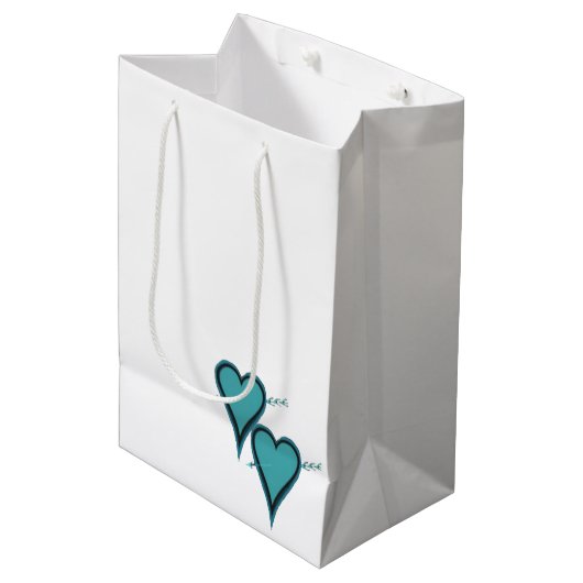 Turquoise Hart & Pijl Medium Cadeauzakje (Voorkant Gekanteld)