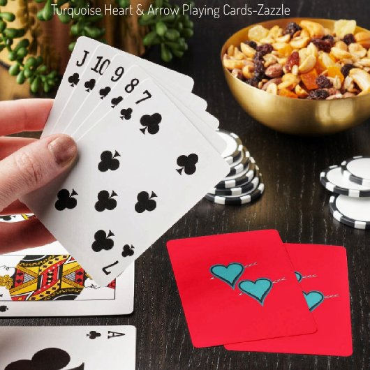Turquoise Hart & Pijl Pokerkaarten