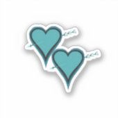 Turquoise Hart & Pijl Sticker (Voorkant)
