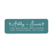Turquoise Hart Script Koppel Retouradres Label (Voorkant)