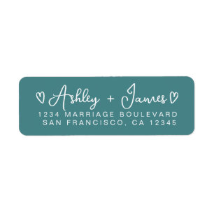Turquoise Hart Script Koppel Retouradres Label