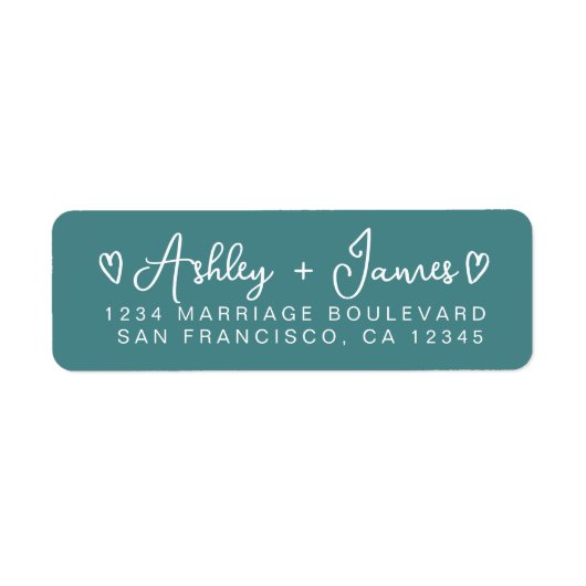 Turquoise Hart Script Koppel Retouradres Label (Voorkant)
