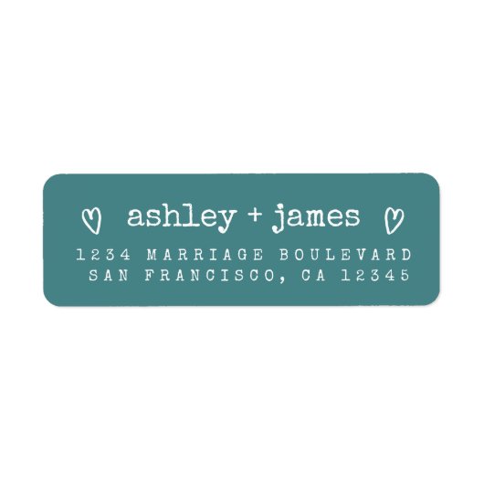 Turquoise Hart Script Koppel Retouradres Label (Voorkant)