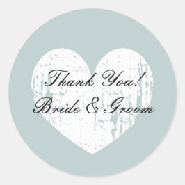 Turquoise hart trouwgunst bedankstickers ronde sticker