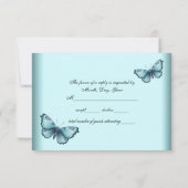 Turquoise Hart Vlinder Turquoise RSVP Kaartje (Achterkant)