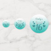 Turquoise harten confetti (Achterkanten)