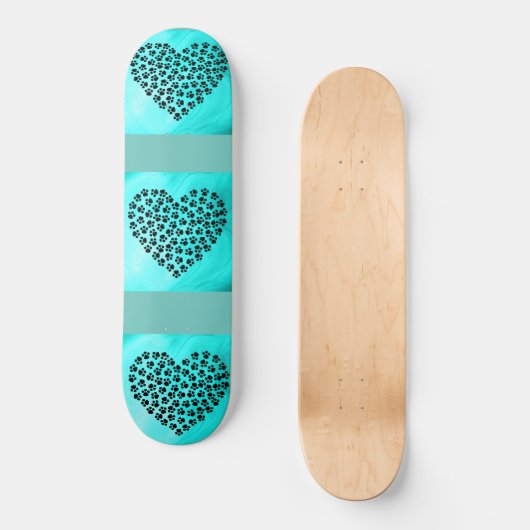 Turquoise harten skateboard. persoonlijk skateboard (Voorkant)