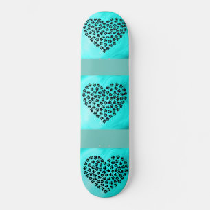 Turquoise harten skateboard. persoonlijk skateboard