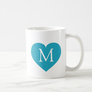Turquoise hartmonogram koffiemok