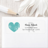 Turquoise hartmonogram Return Address Labels (Insitu)