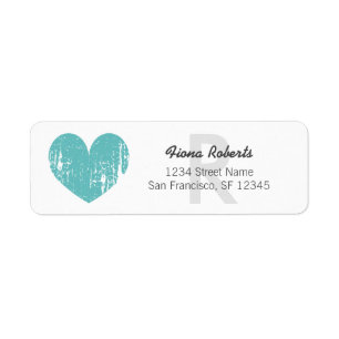Turquoise hartmonogram Return Address Labels