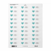 Turquoise hartmonogram Return Address Labels (Full Sheet)