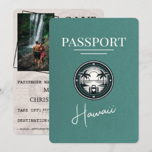 Turquoise Hawaï passpoort save the date