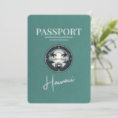 Turquoise Hawaï passpoort save the date (Staand voorkant)