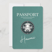 Turquoise Hawaï passpoort save the date (Voorkant)