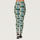 Turquoise Hawaii Boeddha Patroon Vrede Tropisch Leggings (Achterkant)
