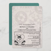 Turquoise Hawaii Passport bruiloft uitnodiging (Voorkant / Achterkant)