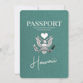Turquoise Hawaii Passport bruiloft uitnodiging (Achterkant)