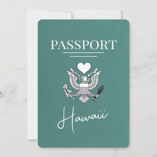 Turquoise Hawaii Passport bruiloft uitnodiging (Achterkant)