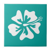 Turquoise Hawaiian Hibiscus bloem bloemenprint Tegeltje (Voorkant)