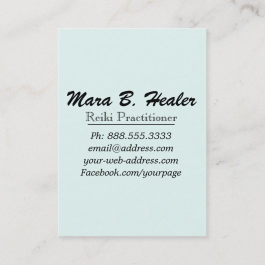 *~* Turquoise Healing Rays Hand Lightwerker Visitekaartje (Achterkant)