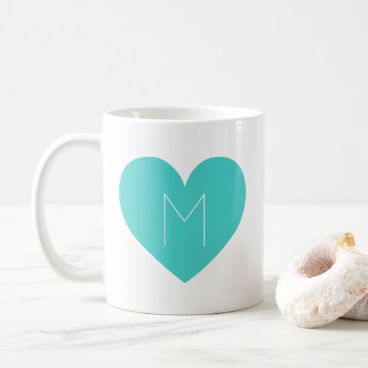 Turquoise Heart Contemporary Monogram Mok (Met donut)