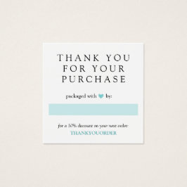 Turquoise Heart Hartelijk dank voor uw bestelling Vierkante Visitekaartjes