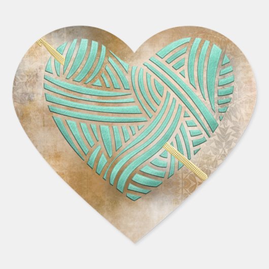 Turquoise Heart over ontkoppeling Hart Sticker (Voorkant)
