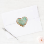 Turquoise Heart over ontkoppeling Hart Sticker (Envelop)