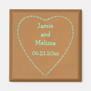 Turquoise Heart Save the date Wedding Magnets Magneet